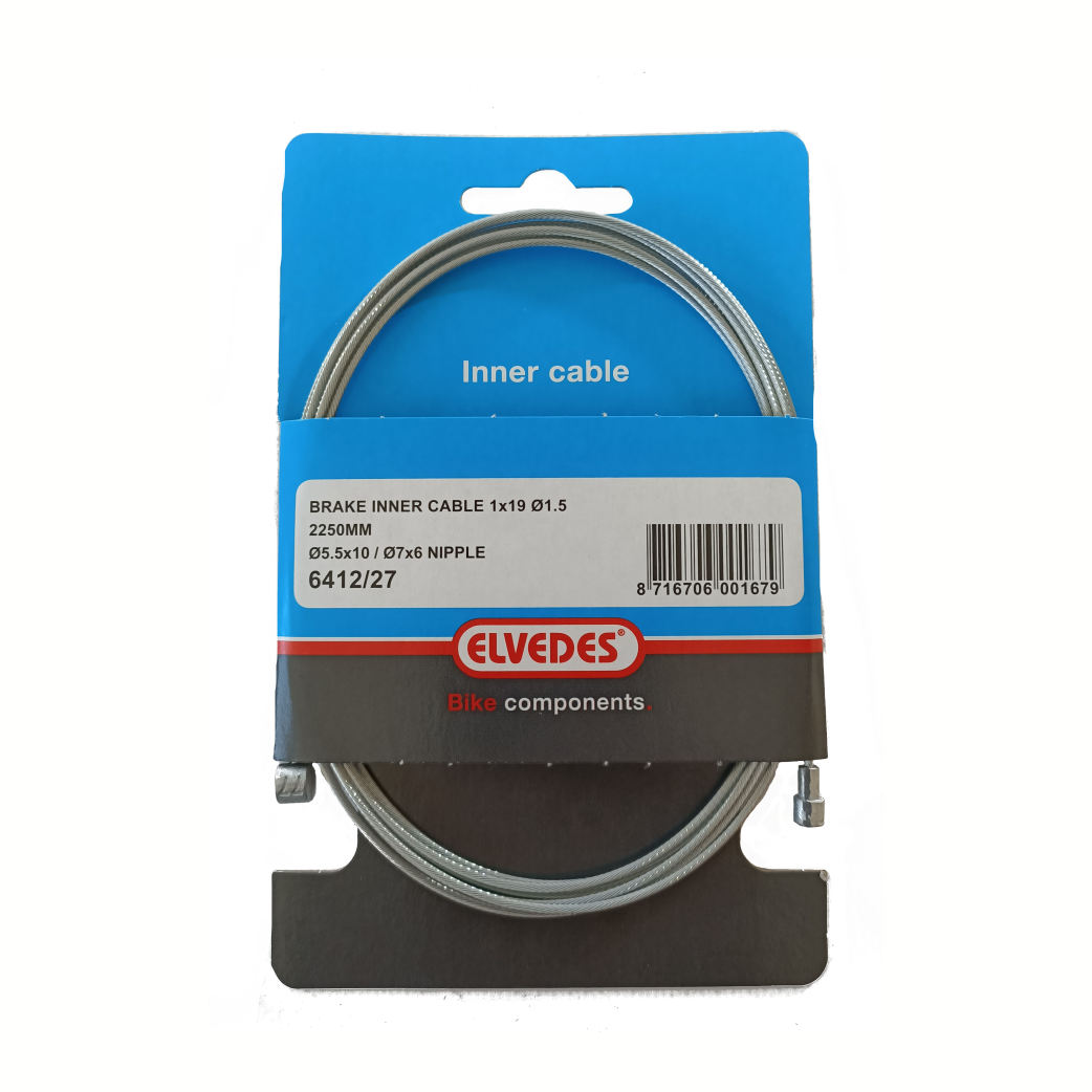 Elvedes Binnenkabel achterrem 2 nippels 2.25m.