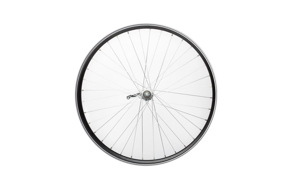 Achterwiel 28x1 5/x1 3/8  Zwarte hoge aluminium velg  KT remnaaf Geslepen remvlakken.
