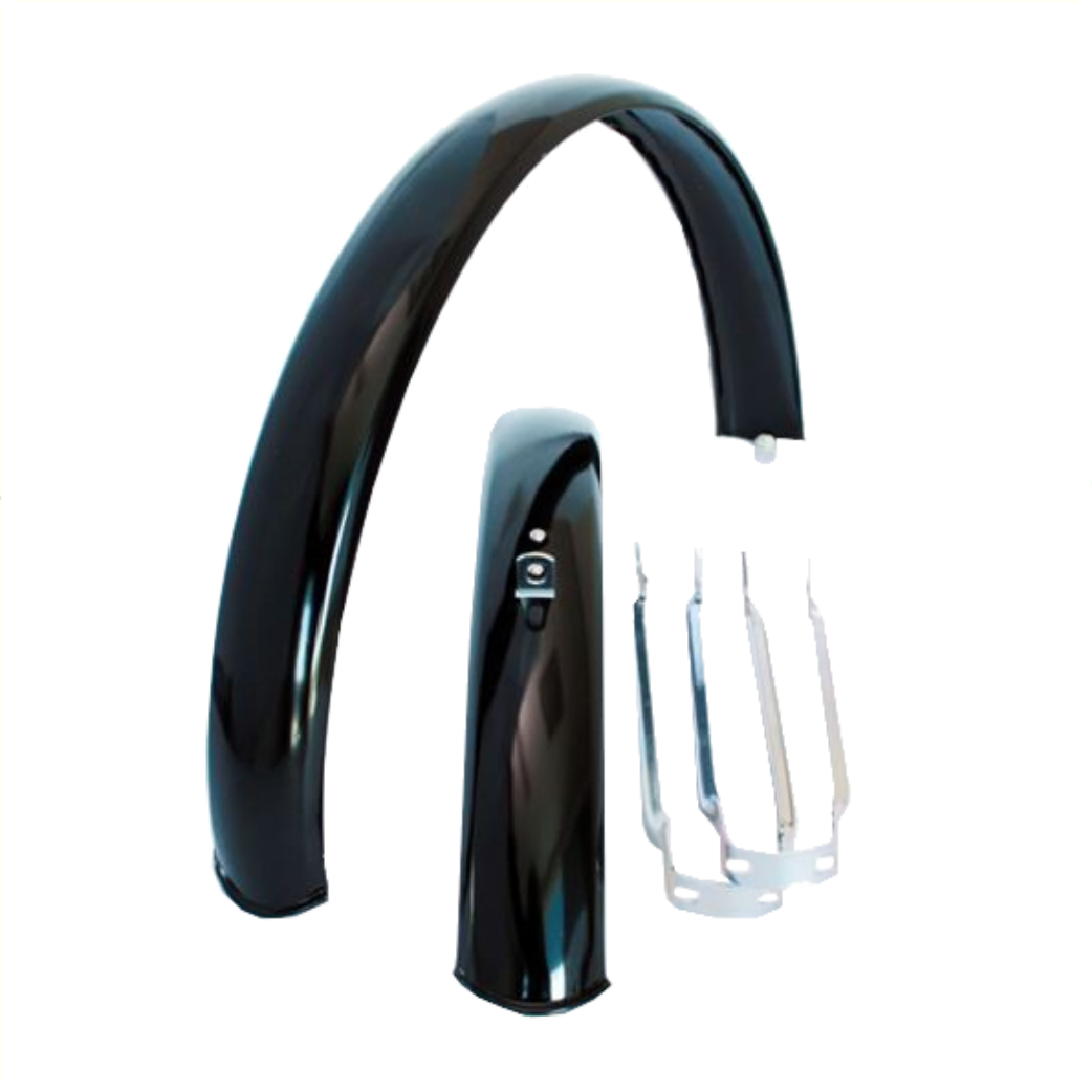 Spatborden 20"x1.75 staal,  zwart. Voor en achter. Inclusief stangen