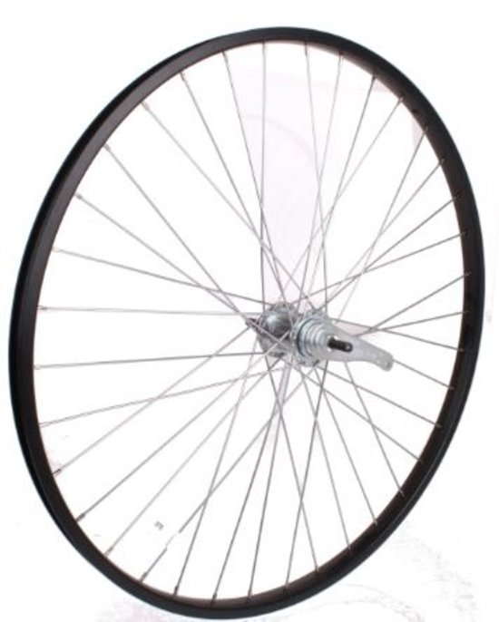 Wiel achter 28x1 5/8x1 3/8  KT remnaaf, zwarte aluminium velg