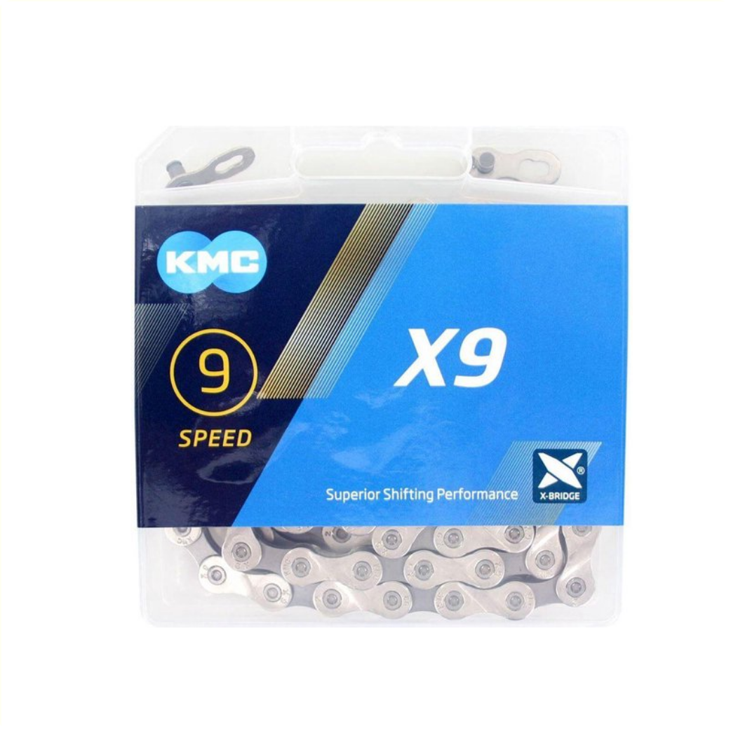 KMC X9 ketting smal 1/2x11/128, 9-speed, grijs