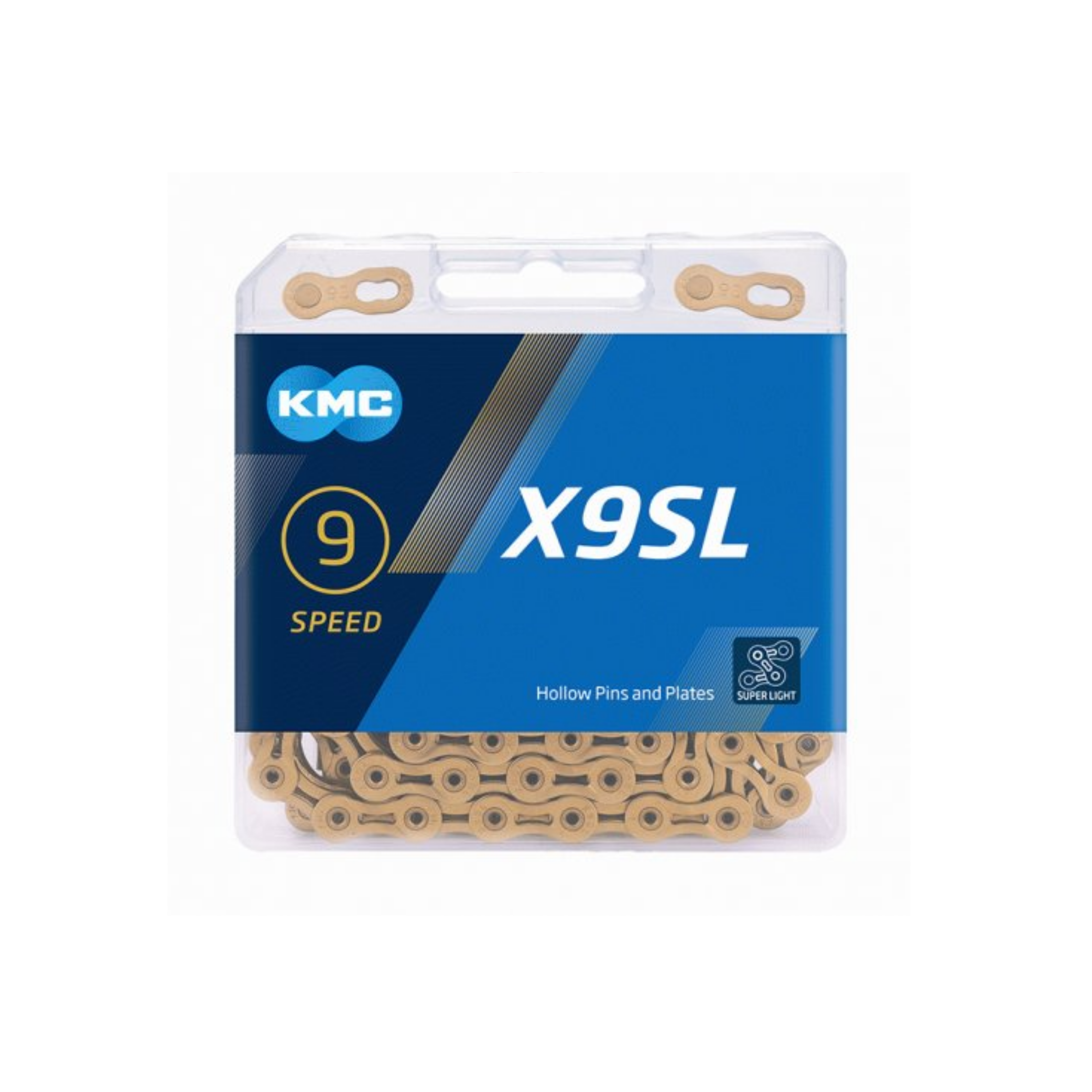 KMC X9 GOLD ketting,  Ti-Ni, 1/2x1128, 5.88mm, 114 L 9-speed