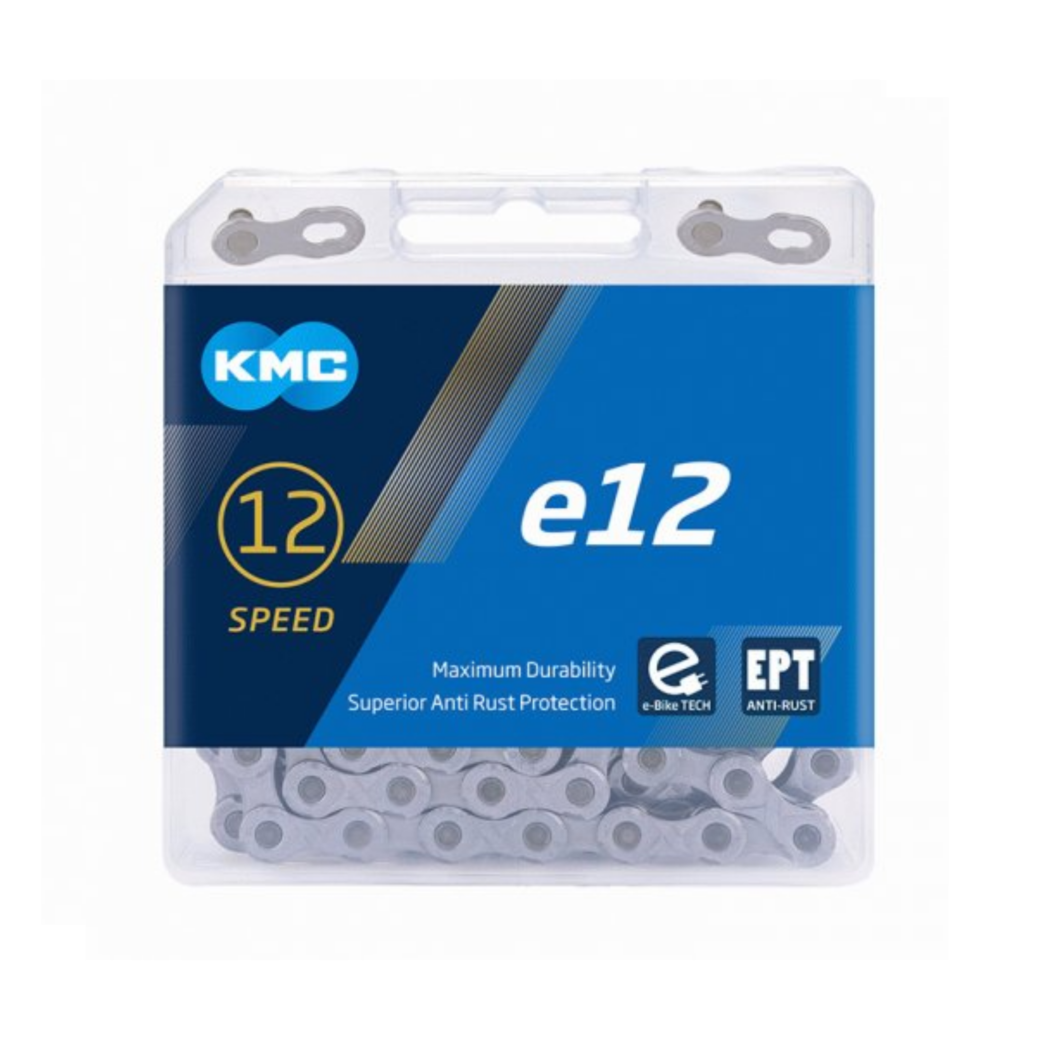 KMC E12 EPT ketting, 1/2x11/128, 130 schakels, 5.2mm pin, 12-speed, anti roest