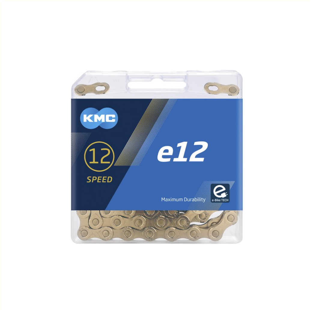 KMC e12 Ti-Ni goud ketting, 1/2x11/128, 130 schakels, 5.2mm pin, 12-speed