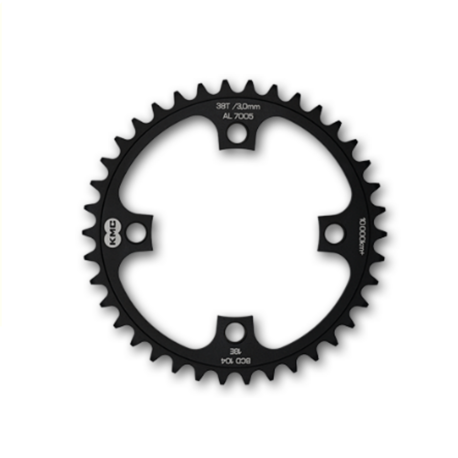 KMC tandwiel 38T, aluminium 1/2x1/8.BCD 104mm. kettinglijn 3.0mm