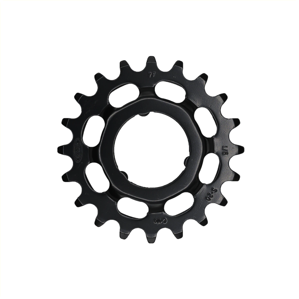 KMC tandwiel 20T Shimano, voor shimano versnellingsnaven. 1/2x1/8. gehard chromly staal, zwart
