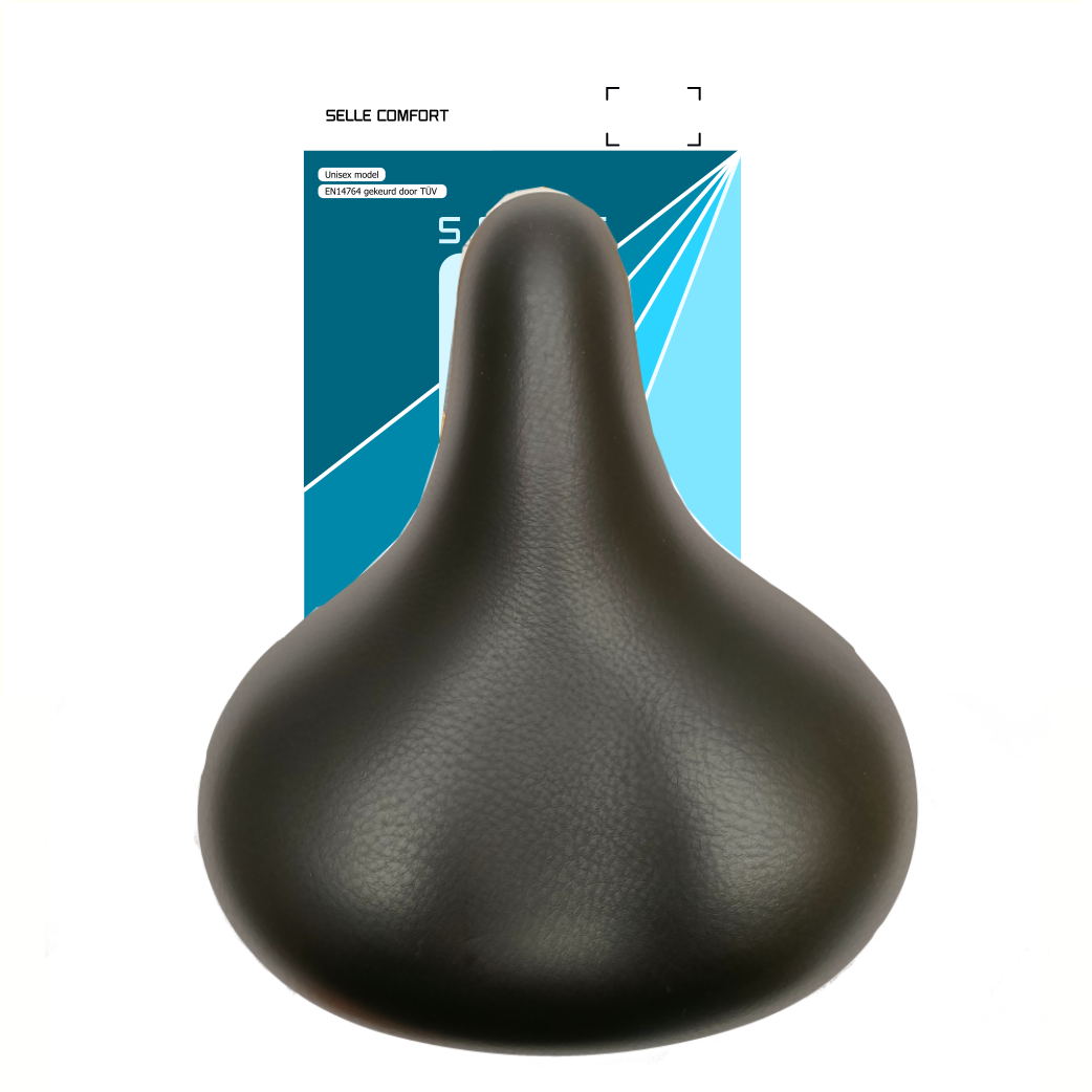 Selle Comfort zadel Classic Retro basic, zwart met elastomeer vering. Zonder strop