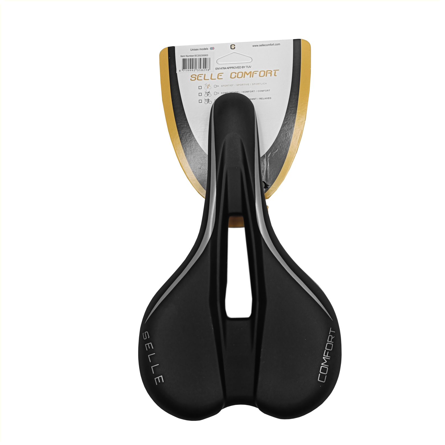 Selle Comfort Zadel Vintage 2 met gat, zonder strop  lengte 27,5 cm, breedte 17cm