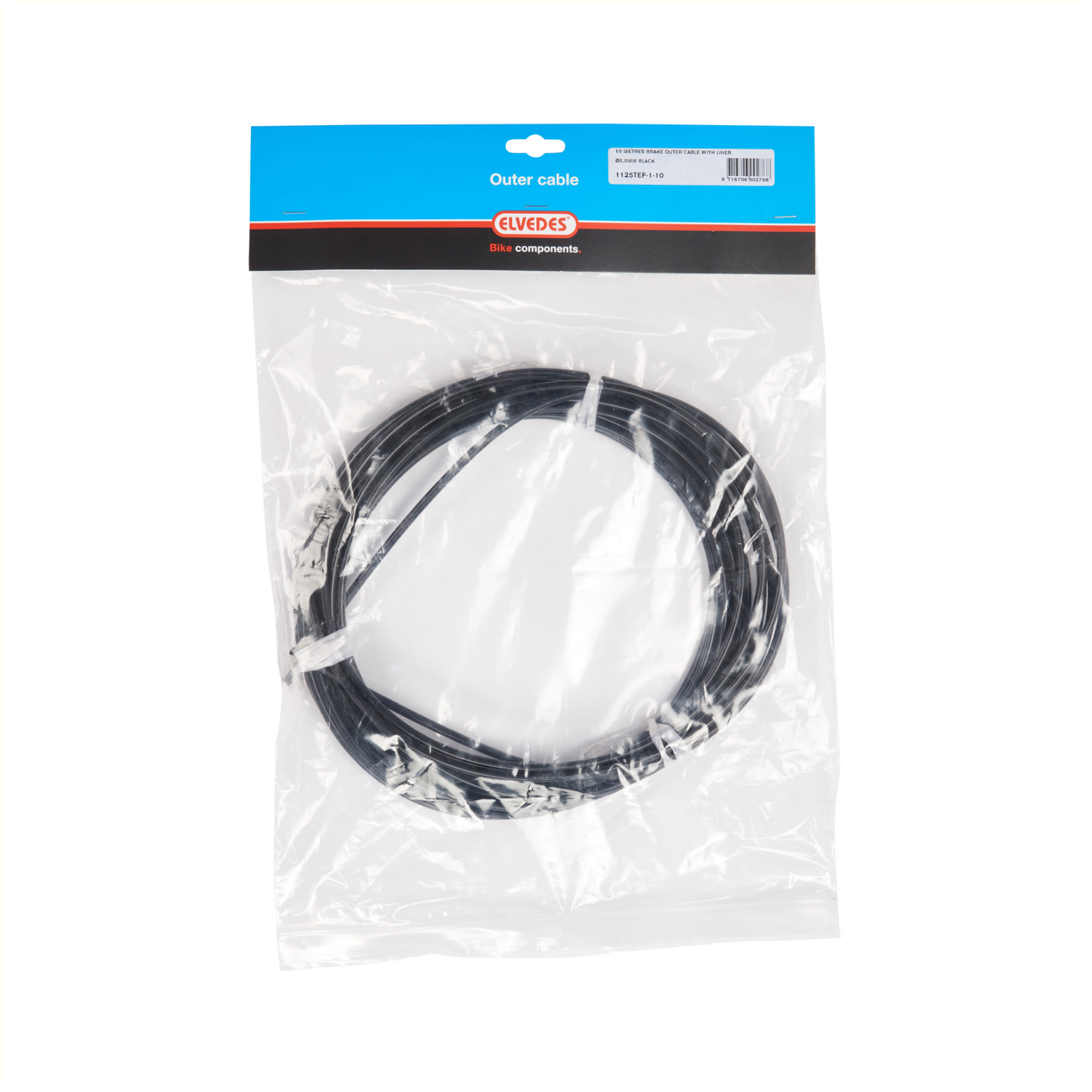Elvedes Buitenkabel rem met teflon liner zwart. 10 meter 5mm
