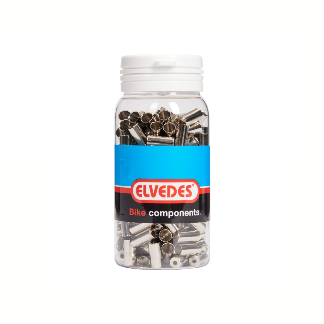 Elvedes 5mm CNC messing kabeleinddopjes. 200 stuks in pot