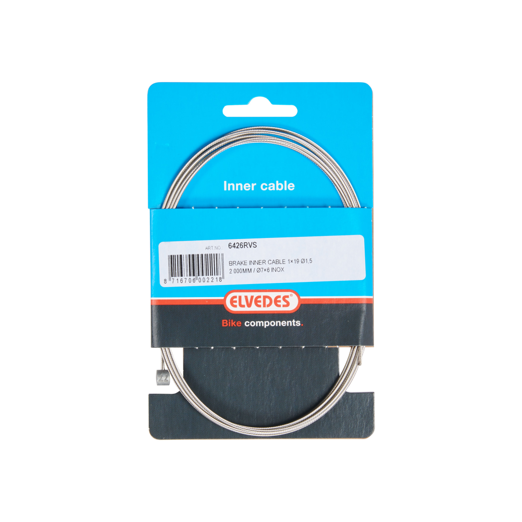 Elvedes Binnenkabel rem 2.00m RVS diameter1,5mm met Ton nippel 7x6mm