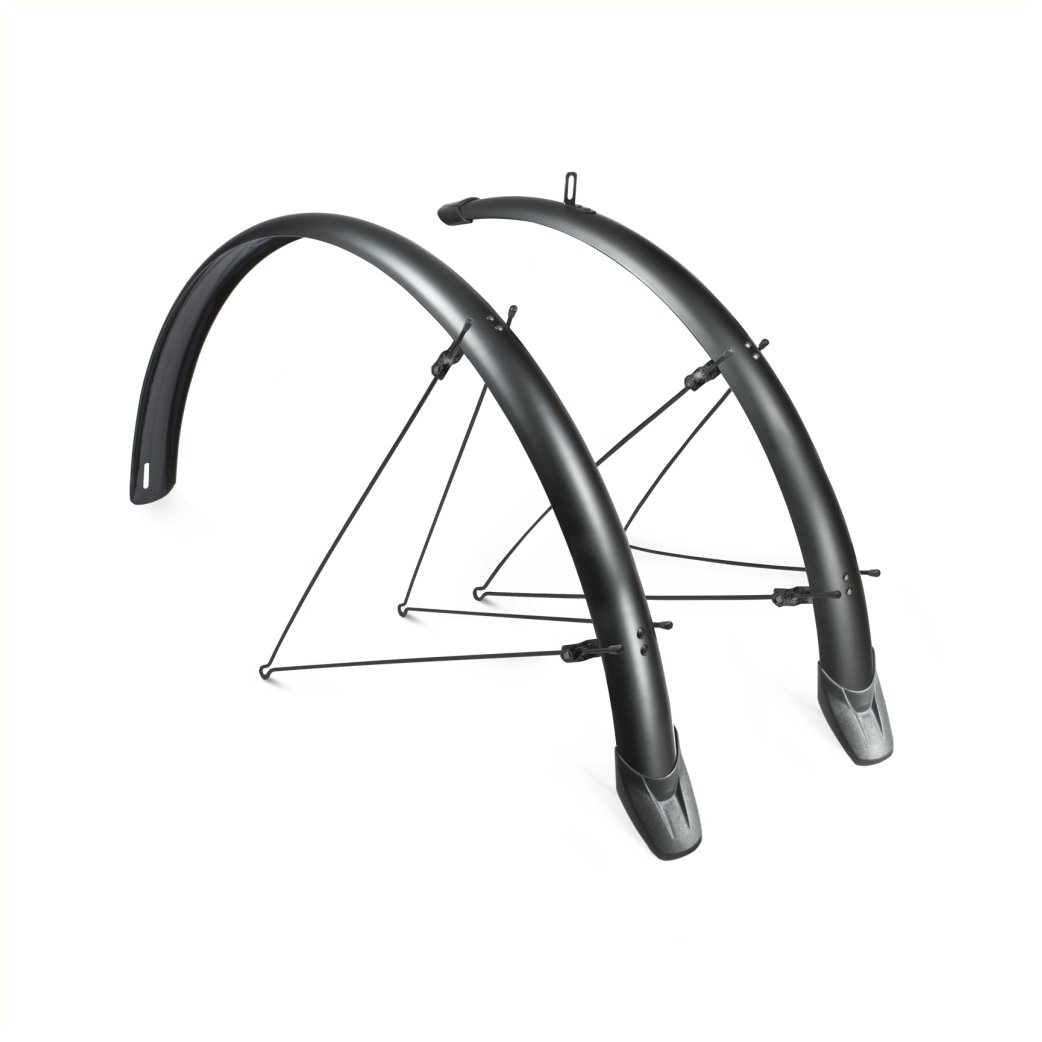 Eurofender Elegance spatbord set 28", zwart. Voor en achter 46mm breed. SG type kunststof