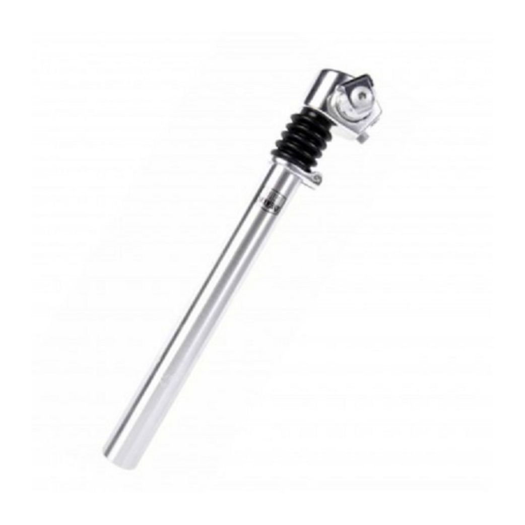 Post Moderne geveerde zadelpen ATB , 2 bouts bevestiging. 27.2 zilver 300mm