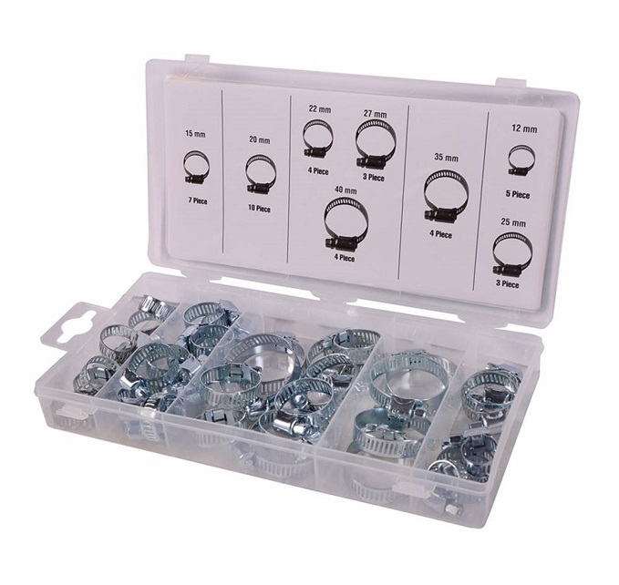 Slangklem assortiment, 40 stuks in opbergbox