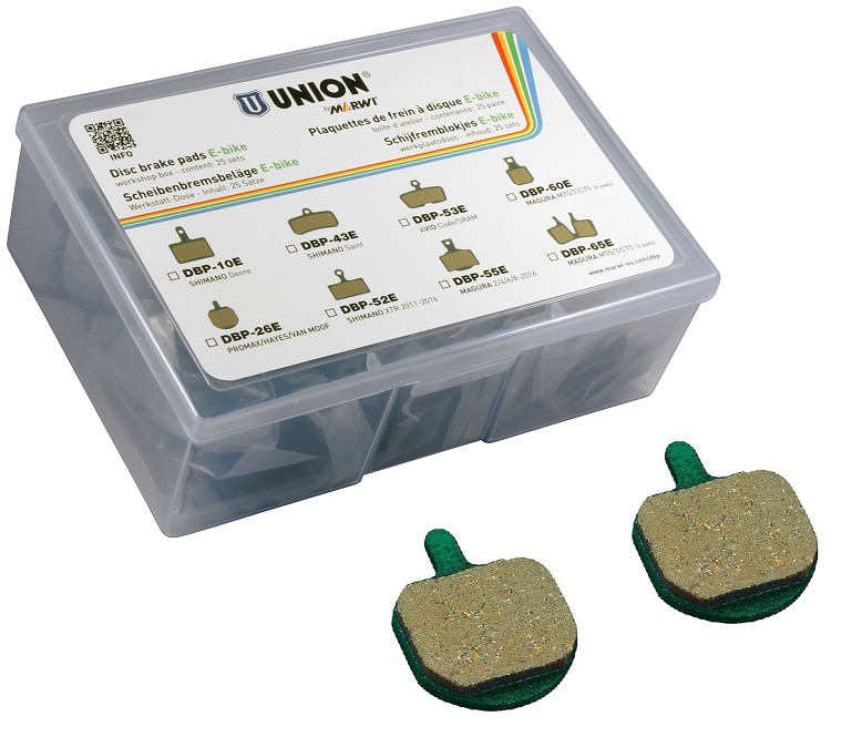Union DBP-26E Schijfremblokjes (organisch+ Kevlar) voor Promax, Hayes en Van Moof. per 25 sets, voor E-Bike
