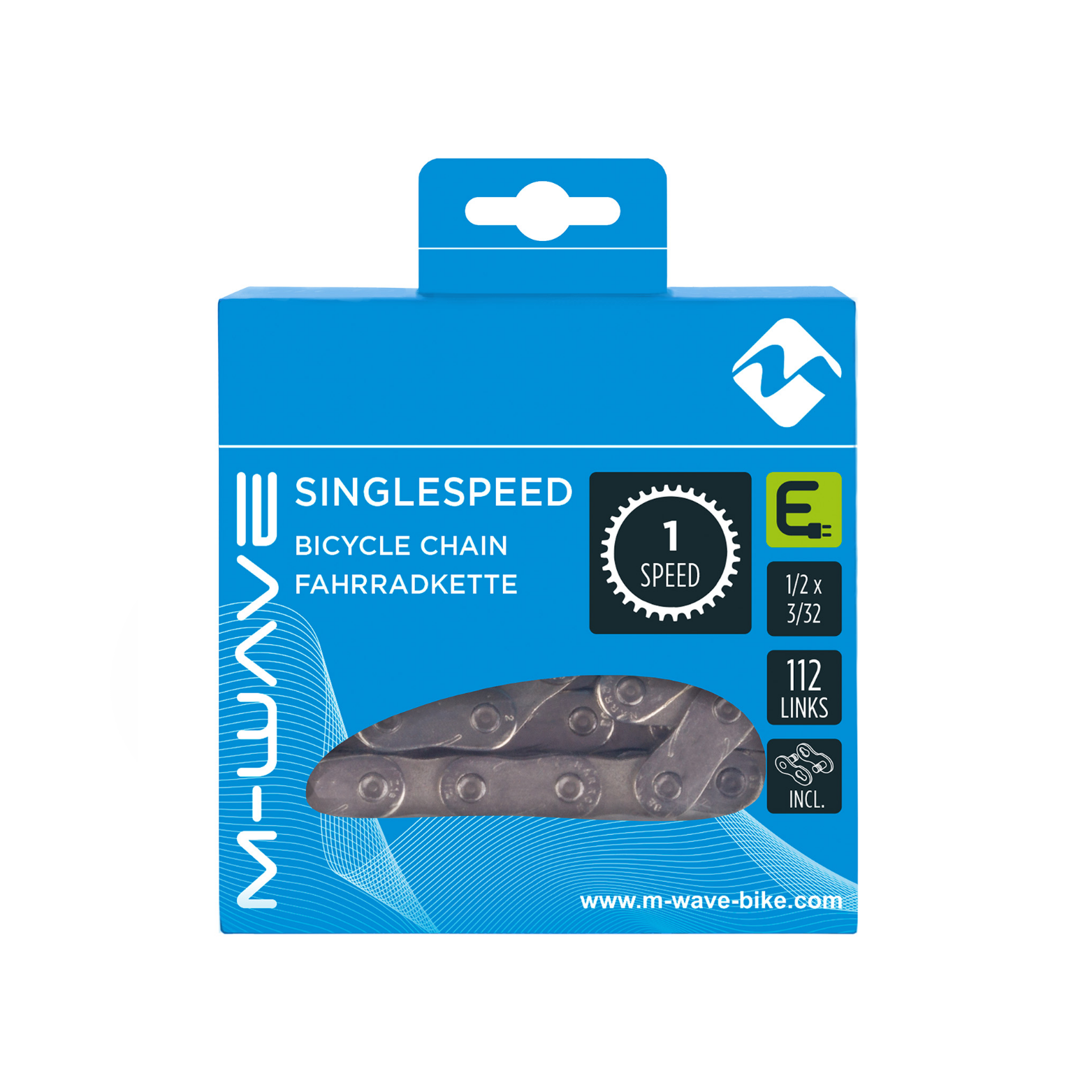 M-Wave ketting single speed E-Bike, 1/2x3/32 112L zilver