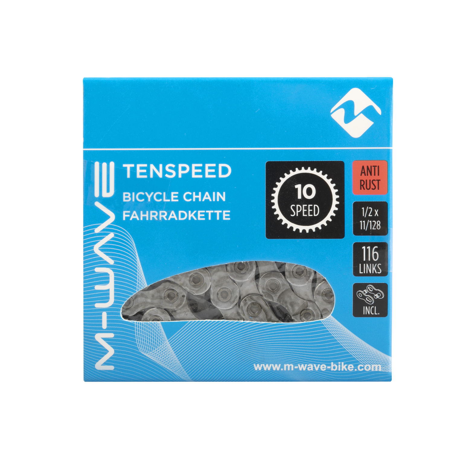 M-Wave ketting 10-speed, 1/2x11/128 116L zilver anti-roest