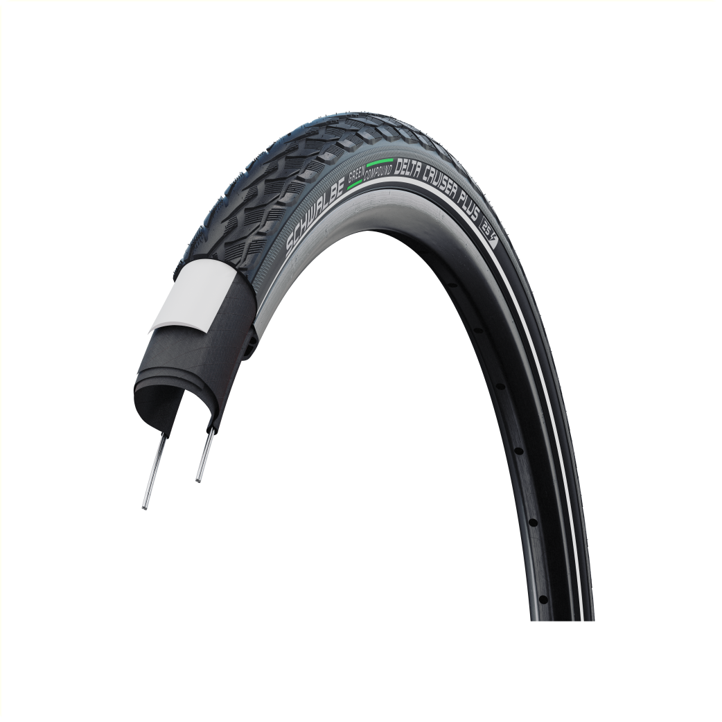 Schwalbe Delta Cruiser Plus (Greenguard 3mm anti-lek), Zwart met reflectie, 28x1.40, ETRTO 37-622