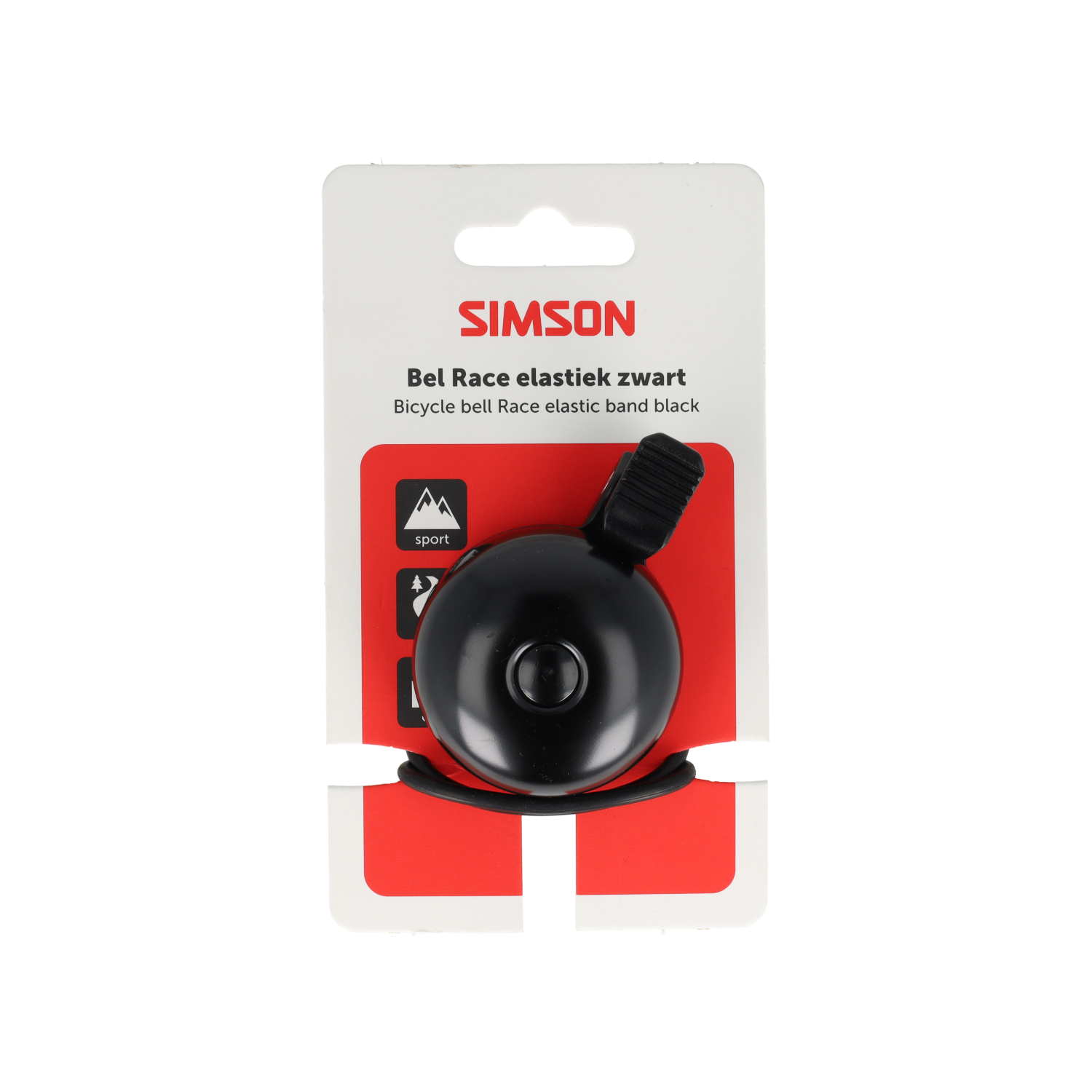 Simson Bel Race, rubber elastiek bevestiging, zwart