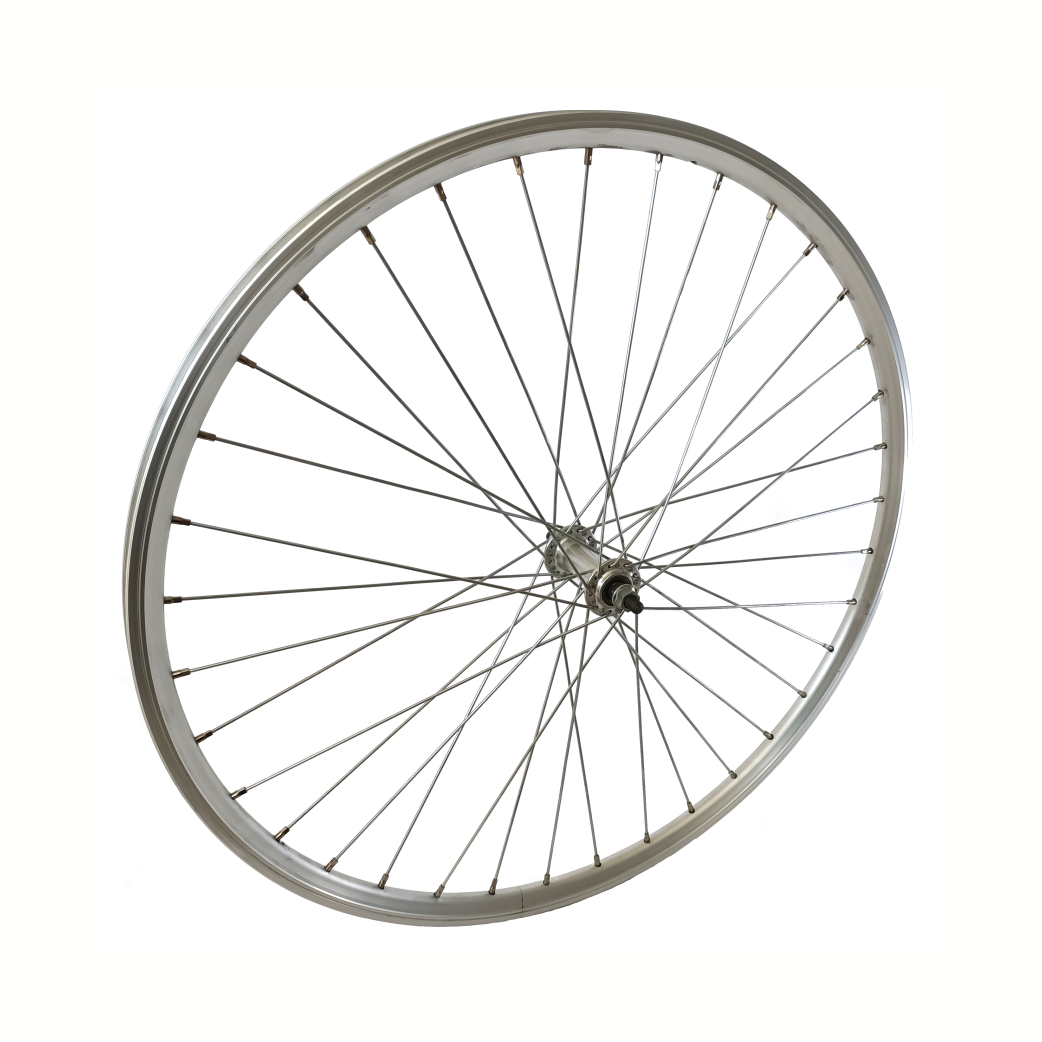 Voorwiel 28x1 5/8x1 3/8 zilveren aluminium hoge velg
